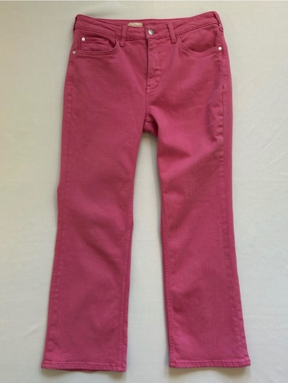 Pilcro Anthropologie The Yaya Mid-Rise Crop Flare Jeans Pink Size 28